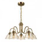 ERI0563 Erika 5 Light Pendant Antique Bronze and Amber Glass
