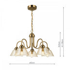 ERI0563 Erika 5 Light Pendant Antique Bronze and Amber Glass