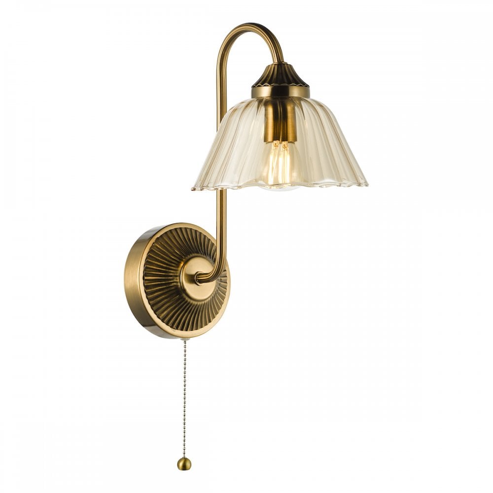 ERI0763 Erika Wall Light Antique Bronze and Amber Glass