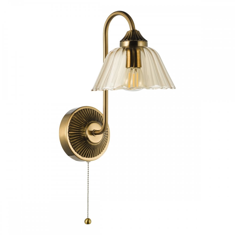 ERI0763 Erika Wall Light Antique Bronze and Amber Glass