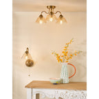 ERI0763 Erika Wall Light Antique Bronze and Amber Glass