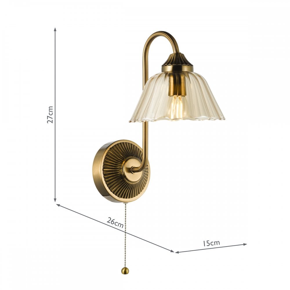 ERI0763 Erika Wall Light Antique Bronze and Amber Glass