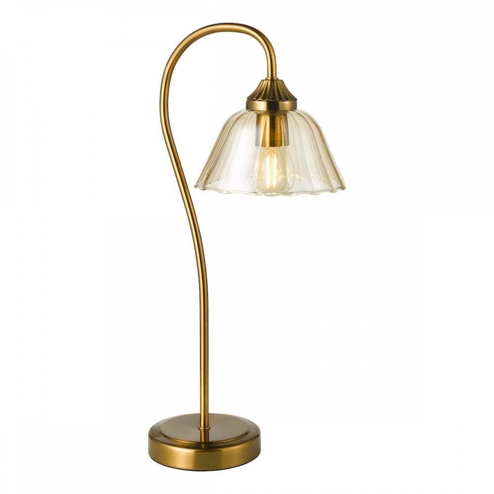 ERI4263 Erika Table Lamp Antique Bronze and Amber Glass
