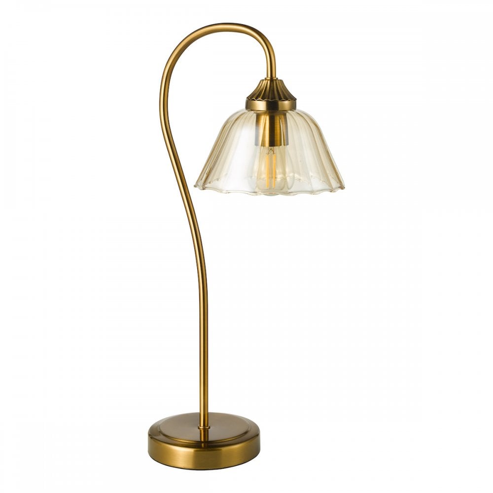 ERI4263 Erika Table Lamp Antique Bronze and Amber Glass