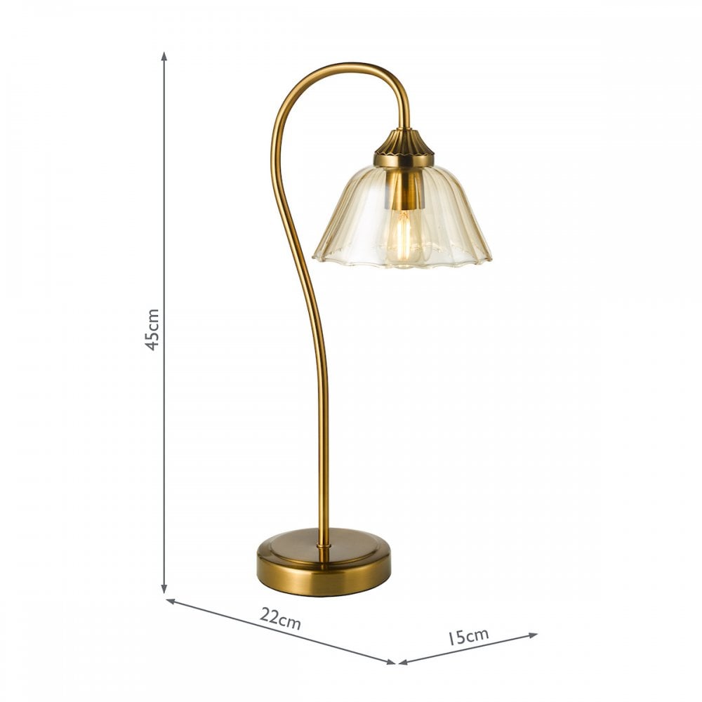 ERI4263 Erika Table Lamp Antique Bronze and Amber Glass