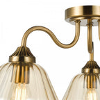 ERI5363 Erika 3 Light Semi-Flush Antique Bronze and Amber Glass