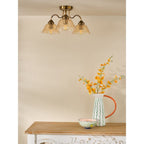 ERI5363 Erika 3 Light Semi-Flush Antique Bronze and Amber Glass