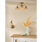 ERI5363 Erika 3 Light Semi-Flush Antique Bronze and Amber Glass