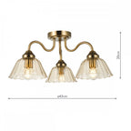 ERI5363 Erika 3 Light Semi-Flush Antique Bronze and Amber Glass