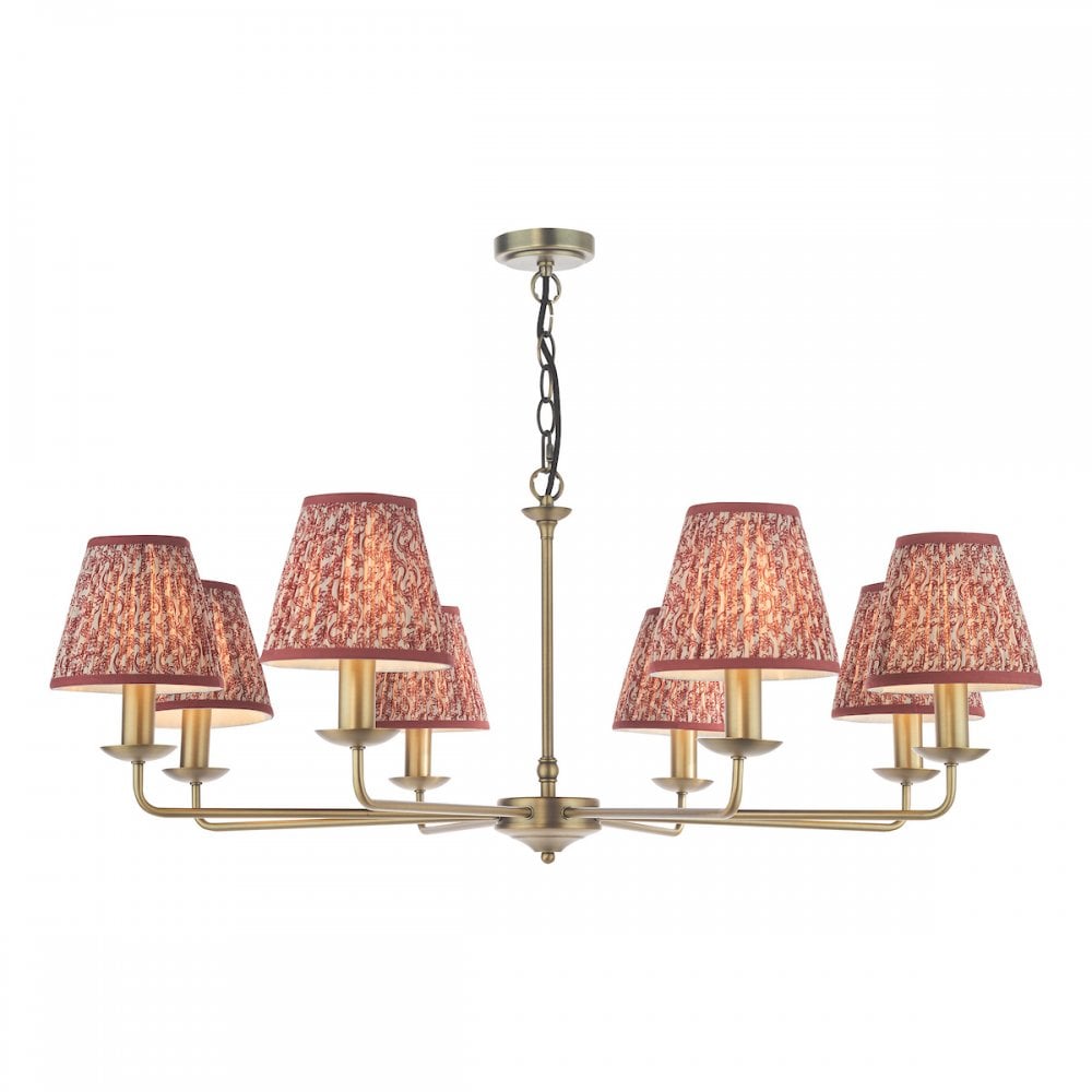 FAV0863-EST2625 Favian 8 Light Pendant Matt Bronze With Shade