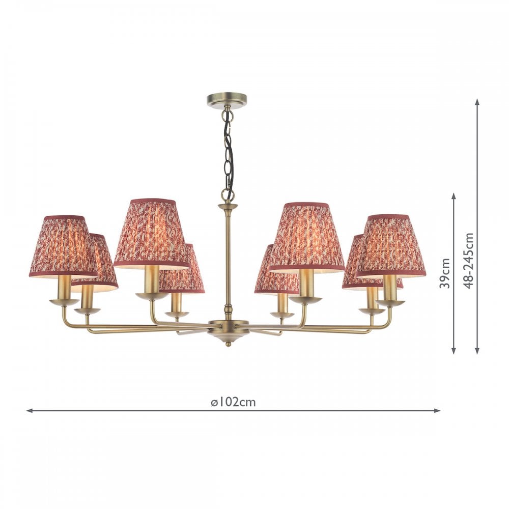 FAV0863-EST2625 Favian 8 Light Pendant Matt Bronze With Shade