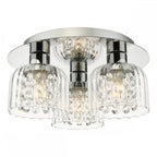 FOR5350 Forseti 3 Light Bathroom Flush Light Polished Chrome and Glass IP44