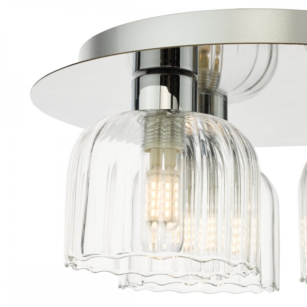 FOR5350 Forseti 3 Light Bathroom Flush Light Polished Chrome and Glass IP44