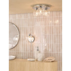 FOR5350 Forseti 3 Light Bathroom Flush Light Polished Chrome and Glass IP44