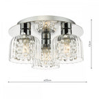FOR5350 Forseti 3 Light Bathroom Flush Light Polished Chrome and Glass IP44