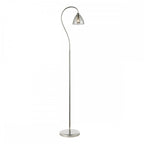 GLY4938 Glynis Floor Lamp Polished Nickel and Smoked Ribbed Glass