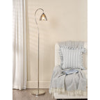 GLY4938 Glynis Floor Lamp Polished Nickel and Smoked Ribbed Glass