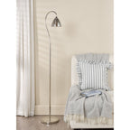 GLY4938 Glynis Floor Lamp Polished Nickel and Smoked Ribbed Glass