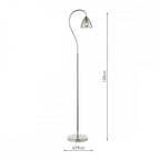 GLY4938 Glynis Floor Lamp Polished Nickel and Smoked Ribbed Glass