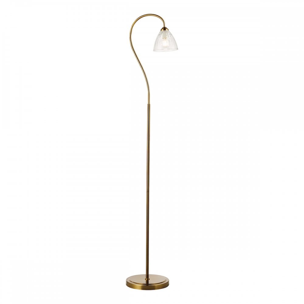 GLY4963 Glynis Floor Lamp Antique Bronze and Ribbed Glass