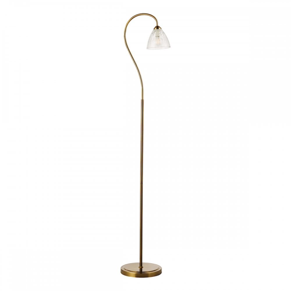 GLY4963 Glynis Floor Lamp Antique Bronze and Ribbed Glass