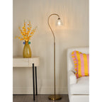 GLY4963 Glynis Floor Lamp Antique Bronze and Ribbed Glass