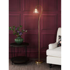GLY4963 Glynis Floor Lamp Antique Bronze and Ribbed Glass