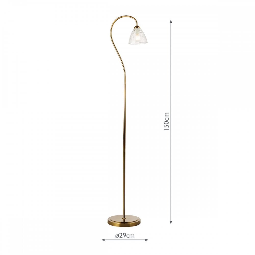 GLY4963 Glynis Floor Lamp Antique Bronze and Ribbed Glass