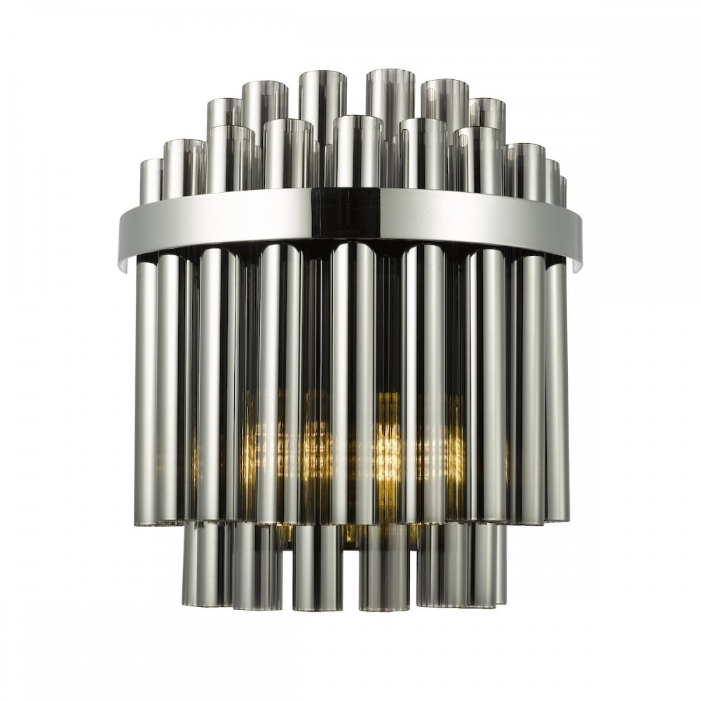 IMA0950 Imani 2 Light Wall Light Polished Chrome and Smoked Ribbed Glass