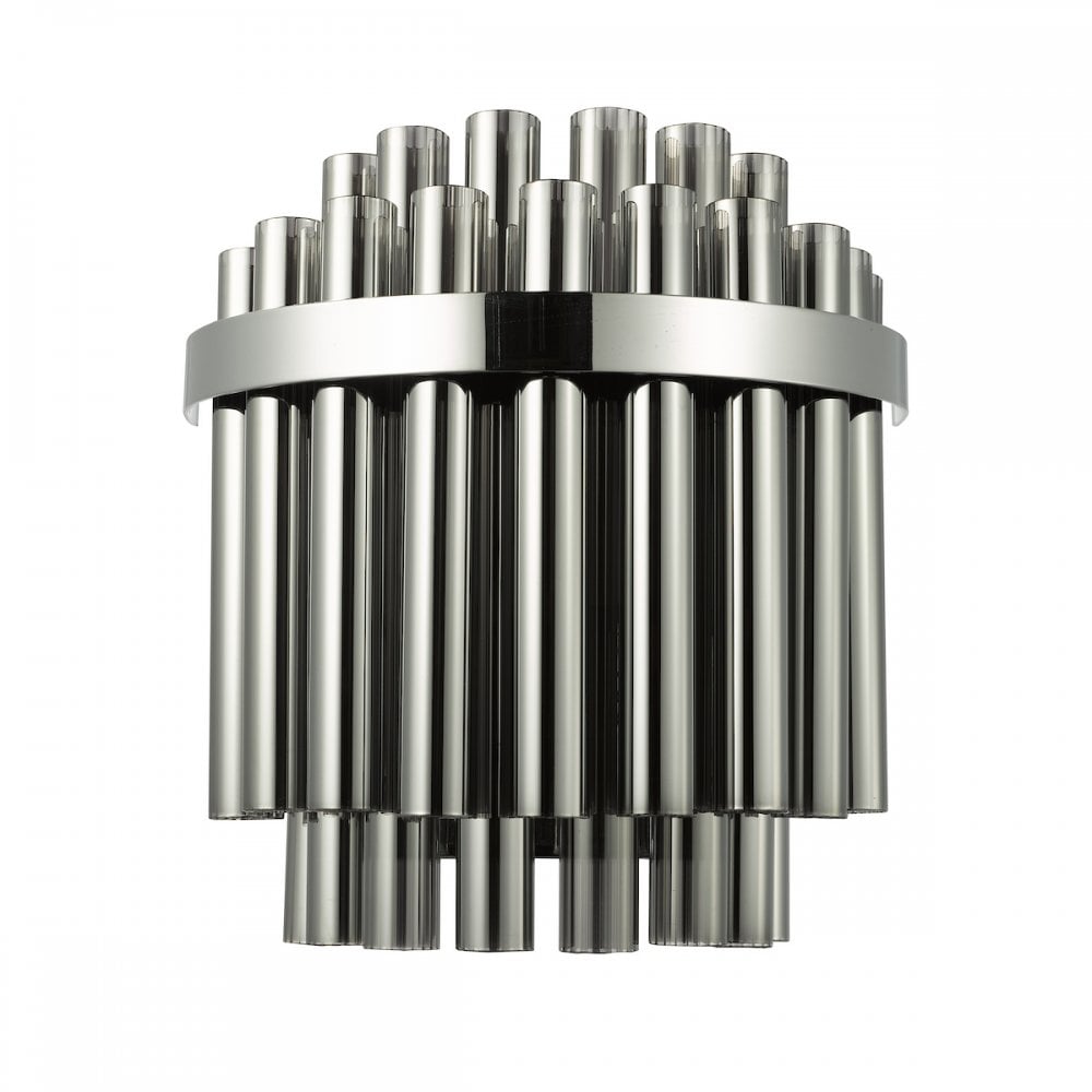 IMA0950 Imani 2 Light Wall Light Polished Chrome and Smoked Ribbed Glass