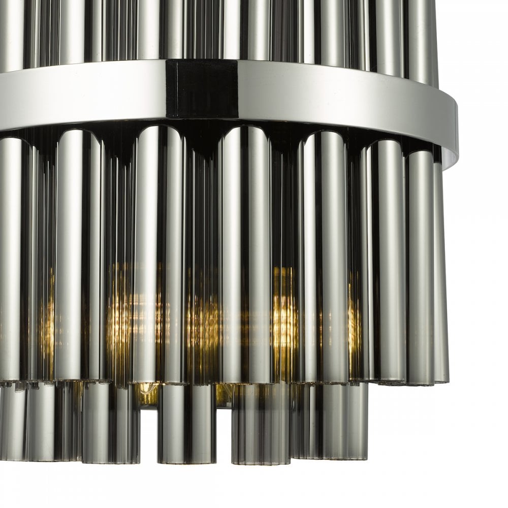 IMA0950 Imani 2 Light Wall Light Polished Chrome and Smoked Ribbed Glass
