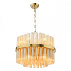 IMA1235 Imani 12 Light Pendant Natural Brass and Champagne Ribbed Glass