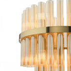 IMA1235 Imani 12 Light Pendant Natural Brass and Champagne Ribbed Glass