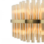 IMA1235 Imani 12 Light Pendant Natural Brass and Champagne Ribbed Glass