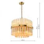 IMA1235 Imani 12 Light Pendant Natural Brass and Champagne Ribbed Glass