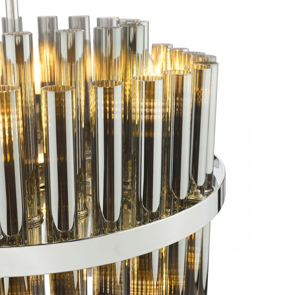 IMA1250 Imani 12 Light Pendant Polished Chrome and Smoked Ribbed Glass