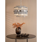 IMA1250 Imani 12 Light Pendant Polished Chrome and Smoked Ribbed Glass