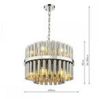 IMA1250 Imani 12 Light Pendant Polished Chrome and Smoked Ribbed Glass