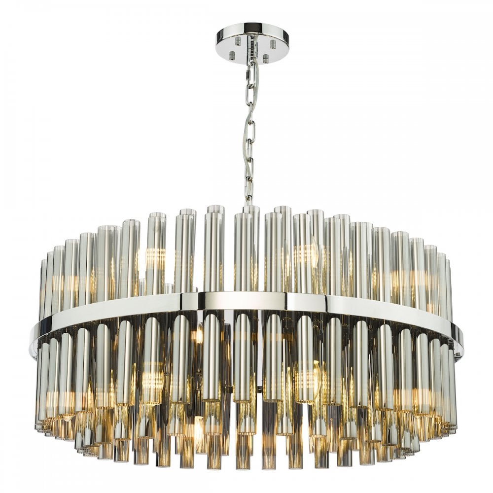 IMA1650 Imani 16 Light Pendant Polished Chrome and Smoked Ribbed Glass