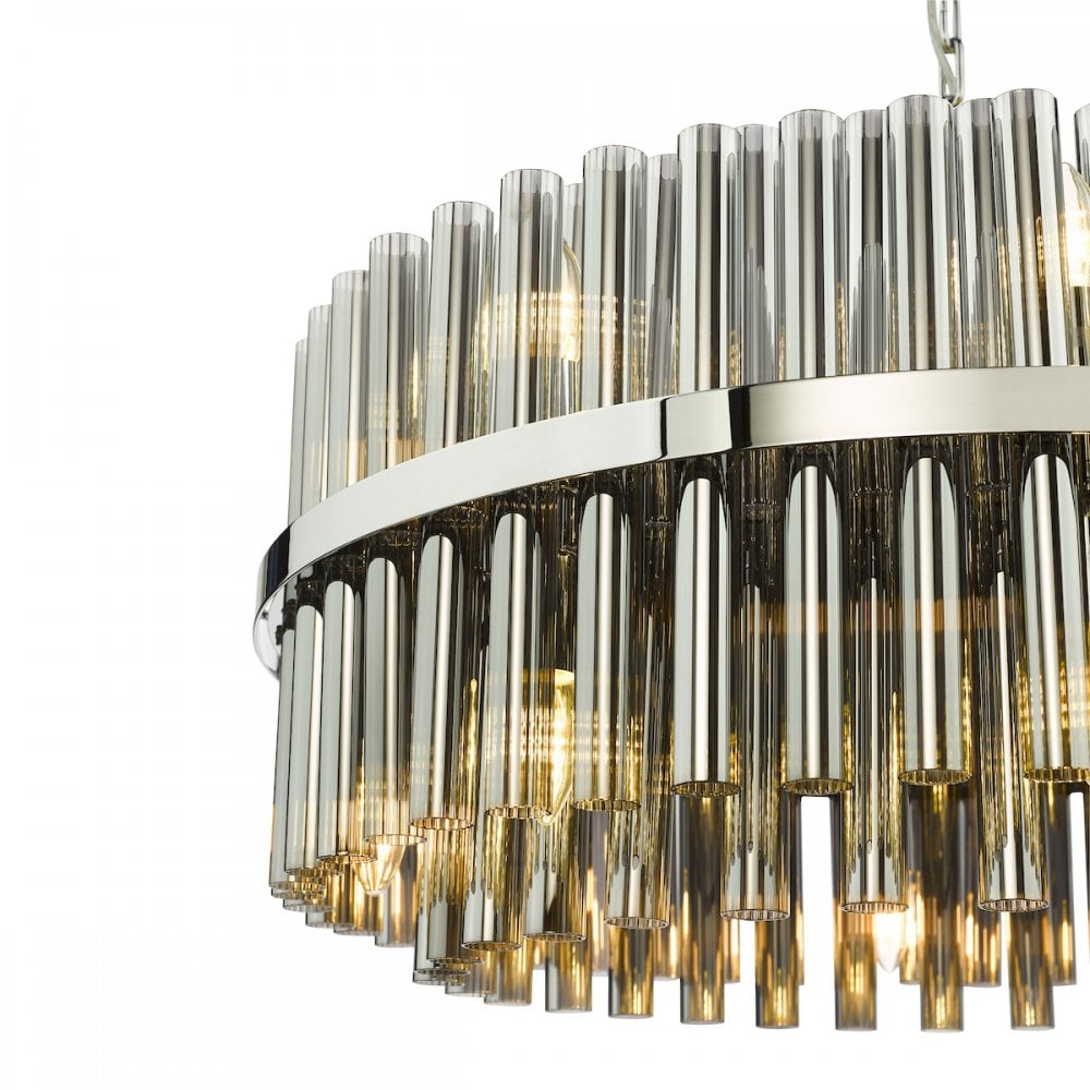 IMA1650 Imani 16 Light Pendant Polished Chrome and Smoked Ribbed Glass