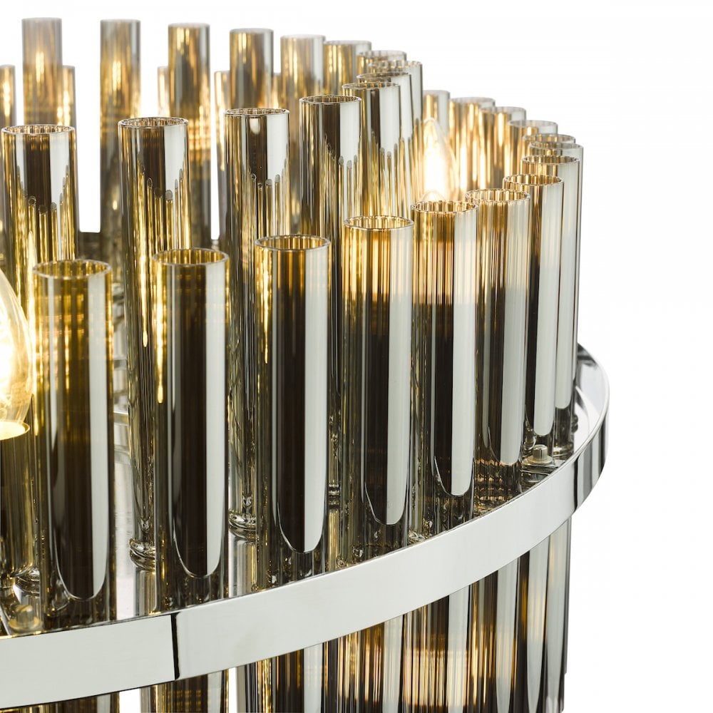 IMA1650 Imani 16 Light Pendant Polished Chrome and Smoked Ribbed Glass