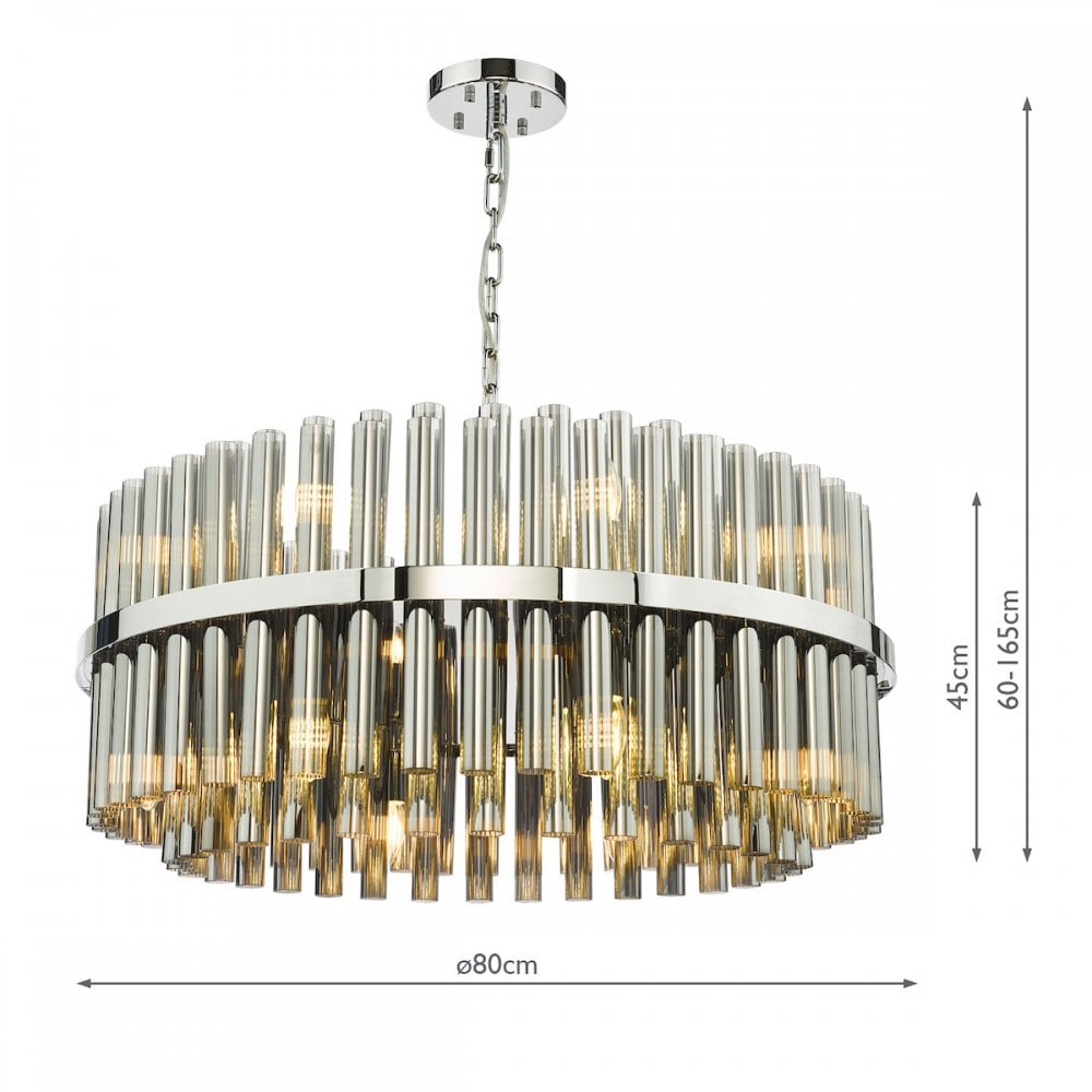 IMA1650 Imani 16 Light Pendant Polished Chrome and Smoked Ribbed Glass