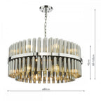 IMA1650 Imani 16 Light Pendant Polished Chrome and Smoked Ribbed Glass