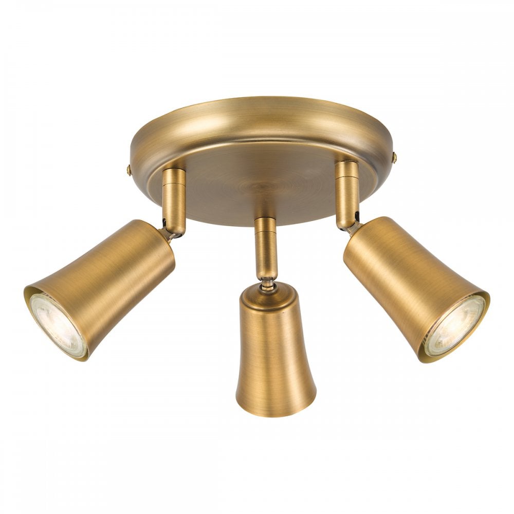 JED7642 Jedrek 3 Light Single Spotlight Aged Brass