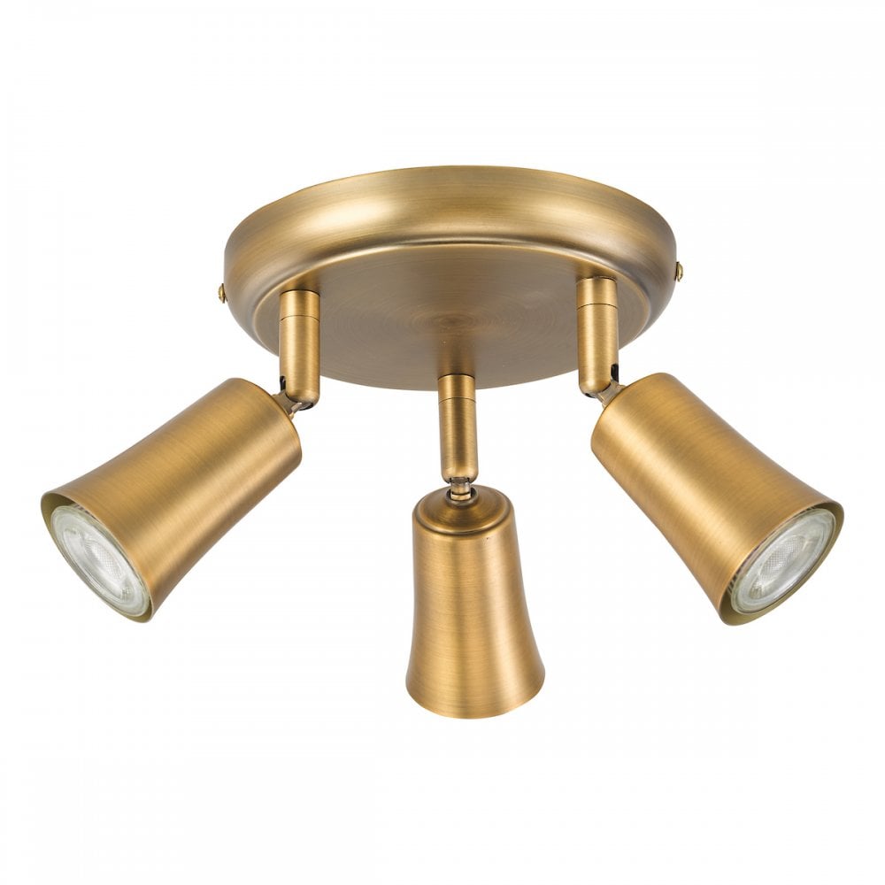 JED7642 Jedrek 3 Light Single Spotlight Aged Brass