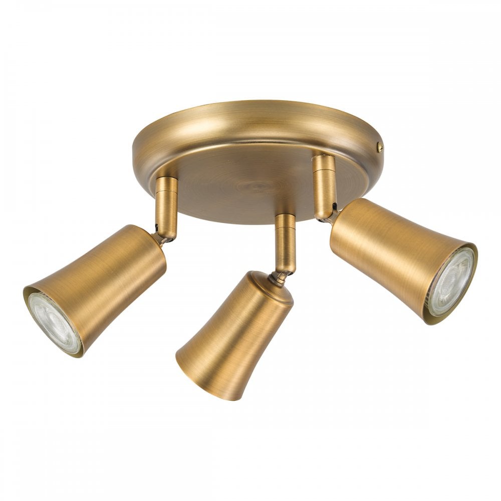 JED7642 Jedrek 3 Light Single Spotlight Aged Brass