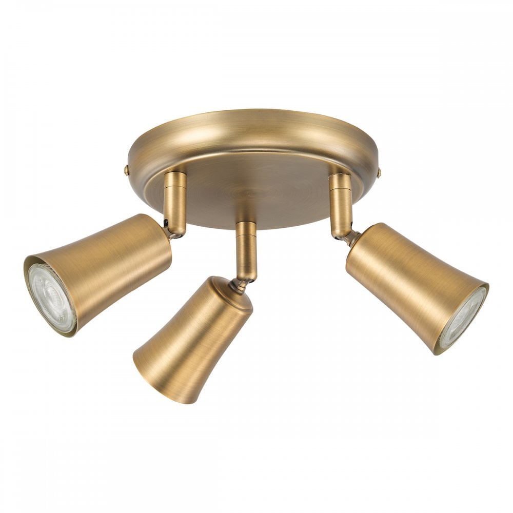 JED7642 Jedrek 3 Light Single Spotlight Aged Brass