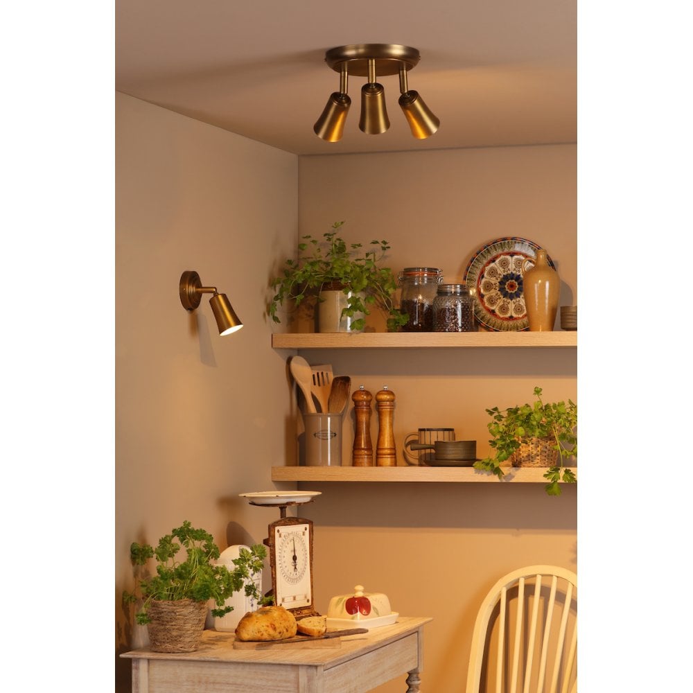 JED7642 Jedrek 3 Light Single Spotlight Aged Brass