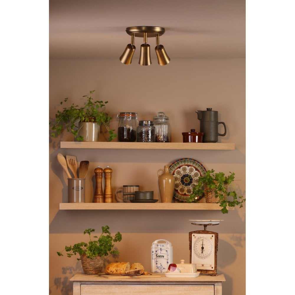 JED7642 Jedrek 3 Light Single Spotlight Aged Brass