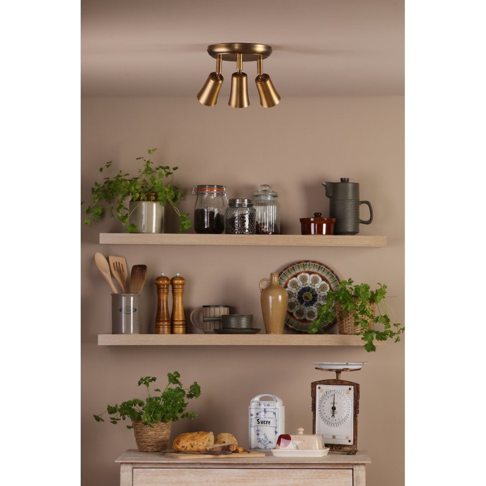 JED7642 Jedrek 3 Light Single Spotlight Aged Brass